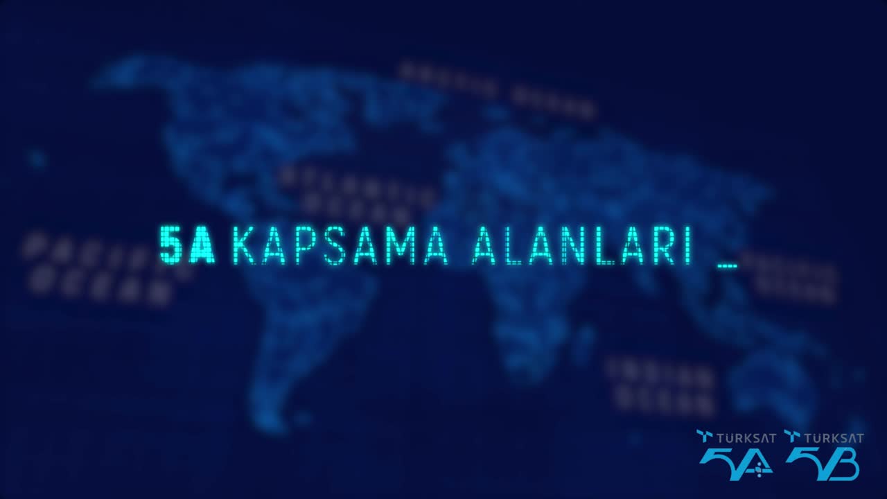 Türksat uydu kapsama alanlarını gösteren animasyon